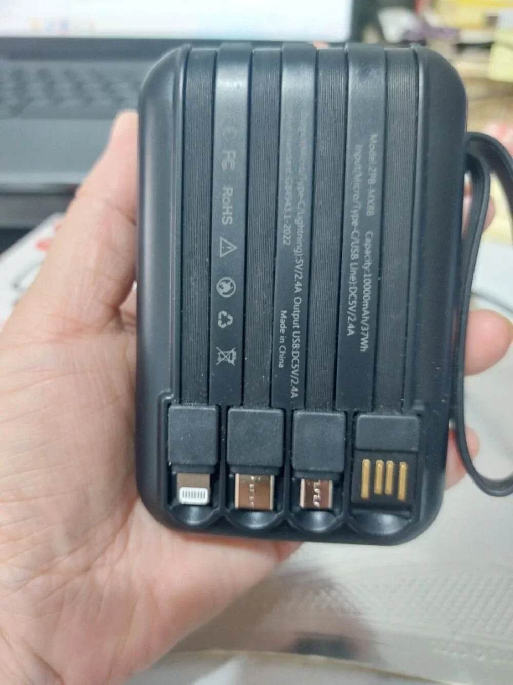Number.1 power bank 10000mah small smart travel chargers pocket size BLACK with